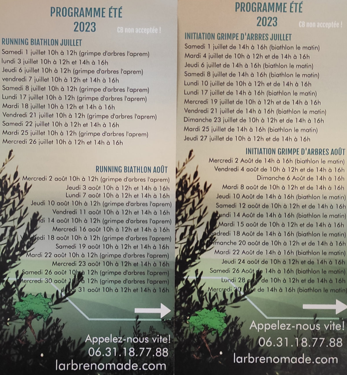 programme grimpe d'arbres et running biathlon Occitanie à Oupia en Minervois